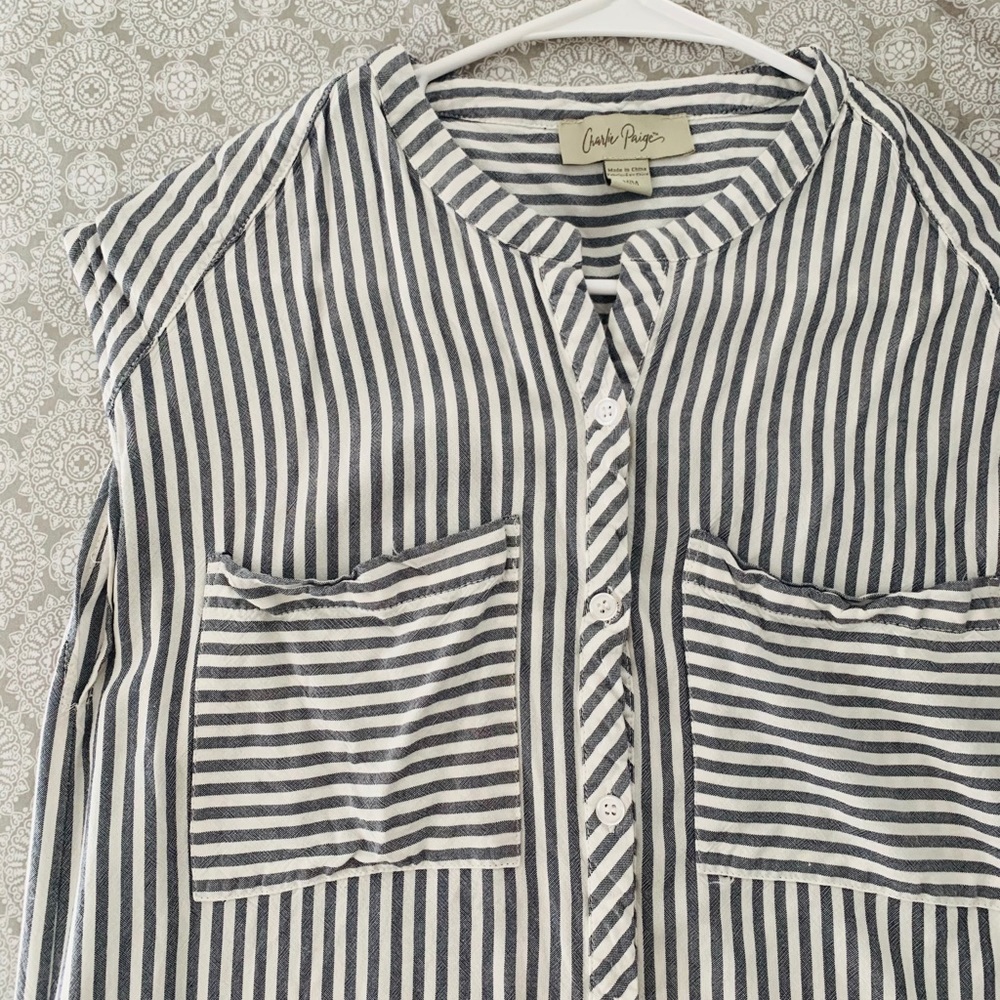 Stripped tank/short sleeve shirt